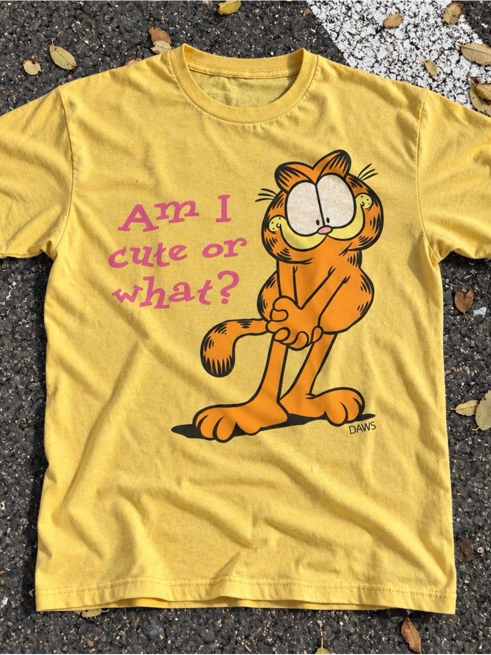 Garfield “Am I Cute or What?” Yellow Graphic Tee Gildan